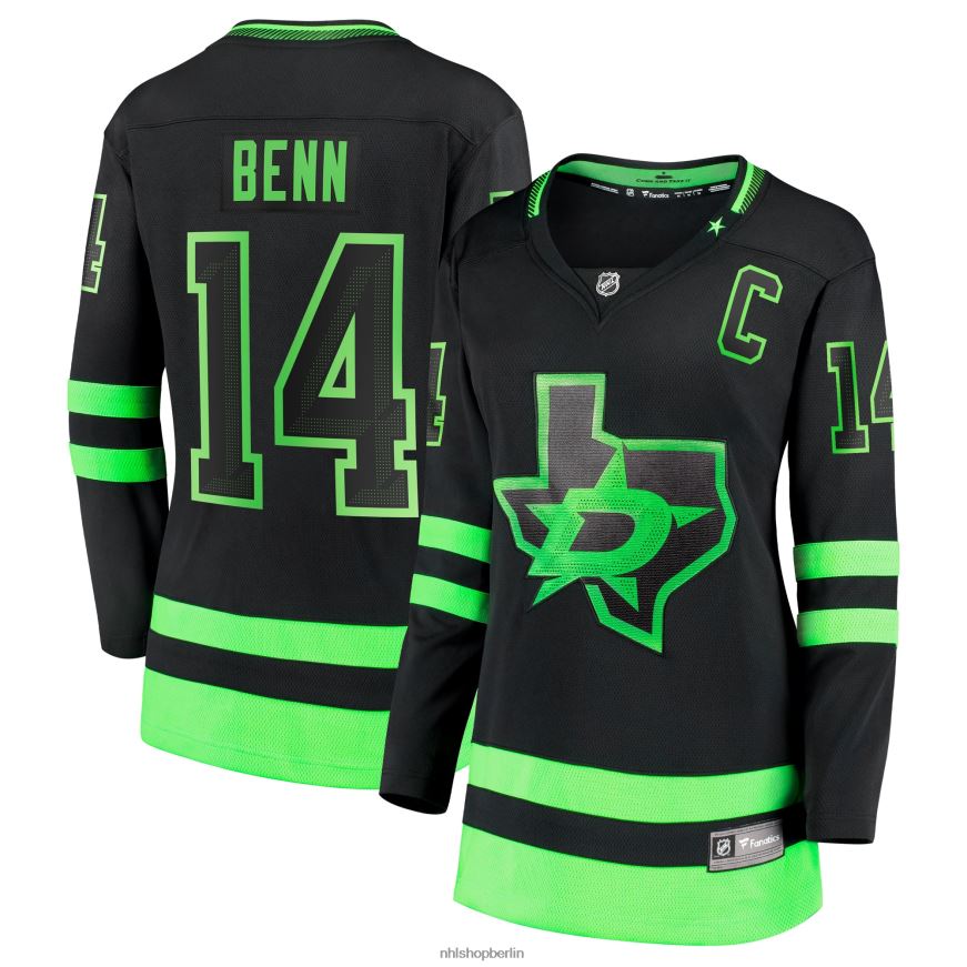 Frauen NHL Dallas Stars Jamie Benn Fanatics gebrandetes schwarzes 2020/21 alternatives Premier Breakaway-Spielertrikot Kleidung BF680T148