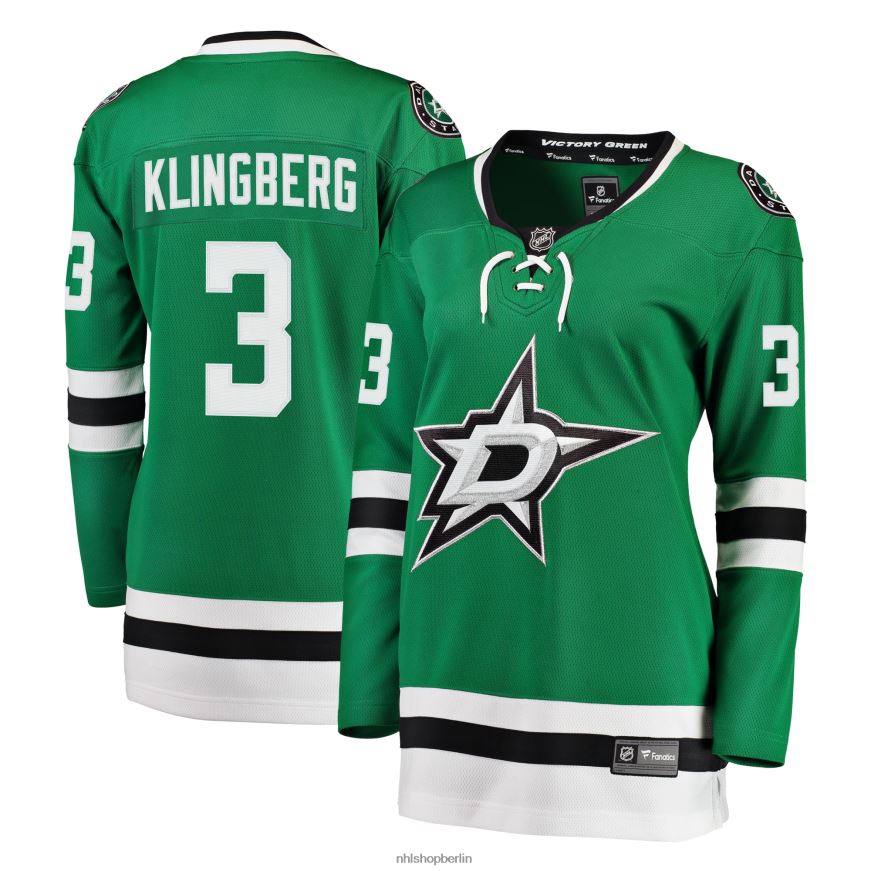 Frauen NHL Dallas Stars John Klingberg Fanatics gebrandetes Kelly Green Breakaway-Spielertrikot Kleidung BF680T2279