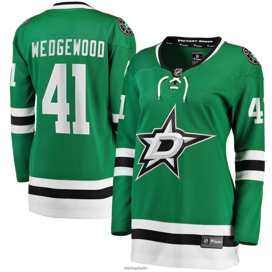 Frauen NHL Dallas Stars Scott Wedgewood Fanatics-Heimtrikot mit Kelly Green-Logo für Breakaway-Spieler Kleidung BF680T1948