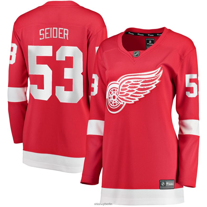 Frauen NHL Detroit Red Wings Moritz Seider Fanatics-gebrandetes rotes Home-Breakaway-Spielertrikot Kleidung BF680T2216