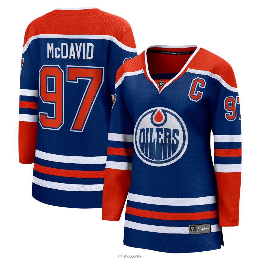 Frauen NHL Edmonton Oilers Connor McDavid Fanatics-Trikot für Premier-Breakaway-Spieler mit königlichem Home-Logo Kleidung BF680T511