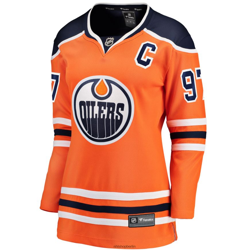 Frauen NHL Edmonton Oilers Connor McDavid Fanatics-gebrandetes orangefarbenes Home-Premier-Breakaway-Spielertrikot Kleidung BF680T2121