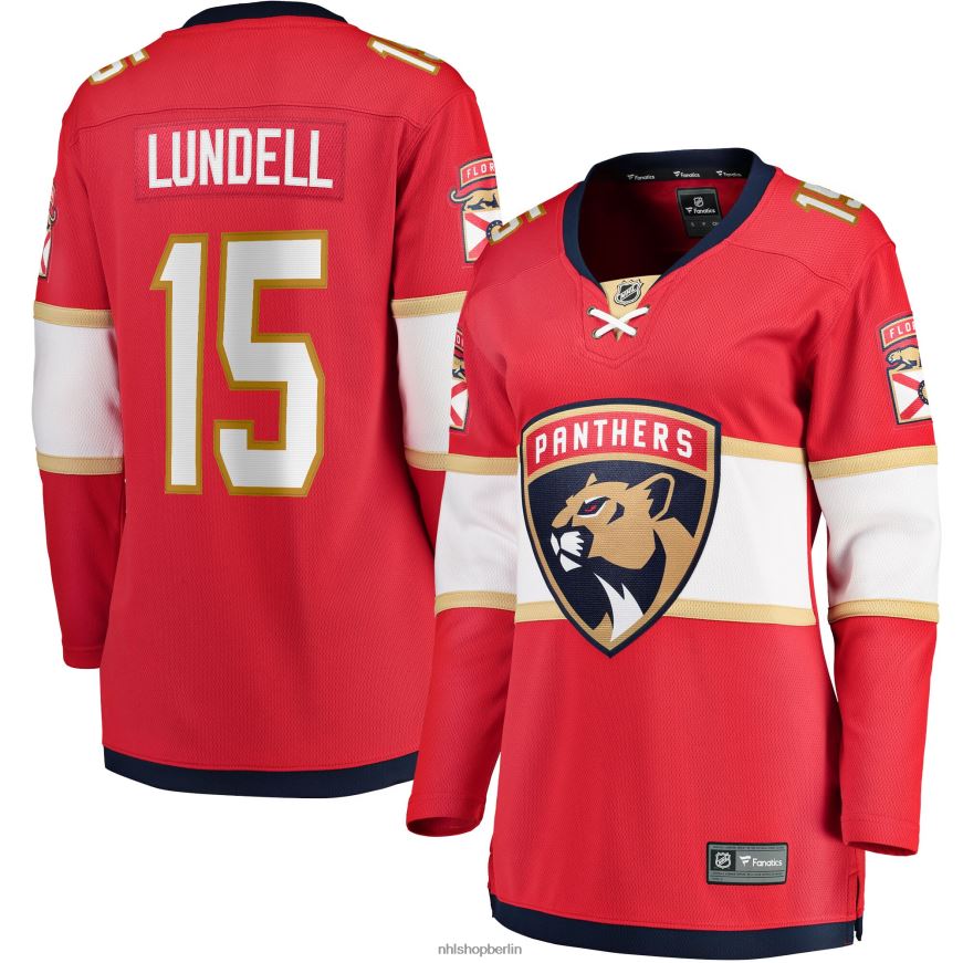 Frauen NHL Florida Panthers Anton Lundell Fanatics-gebrandetes rotes Home-Breakaway-Spielertrikot Kleidung BF680T1908