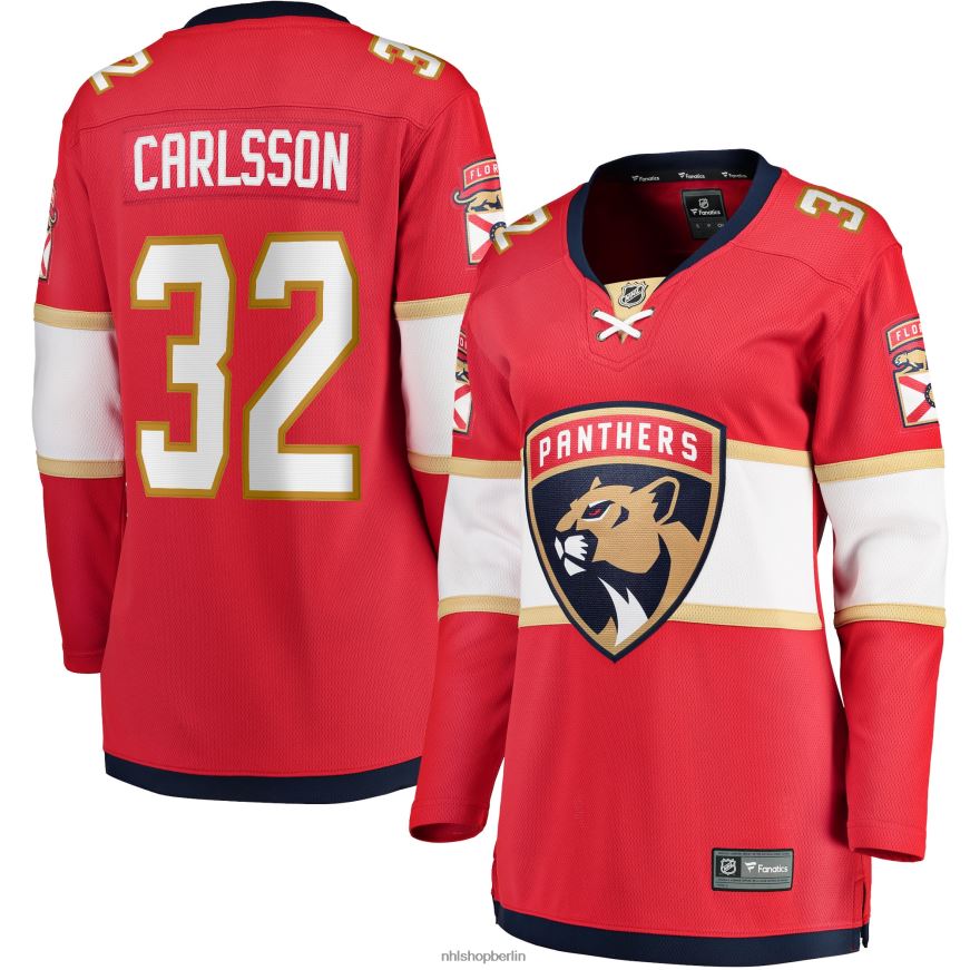 Frauen NHL Florida Panthers Lucas Carlsson Fanatics-gebrandetes rotes Heim-Ausreißer-Spielertrikot Kleidung BF680T2311