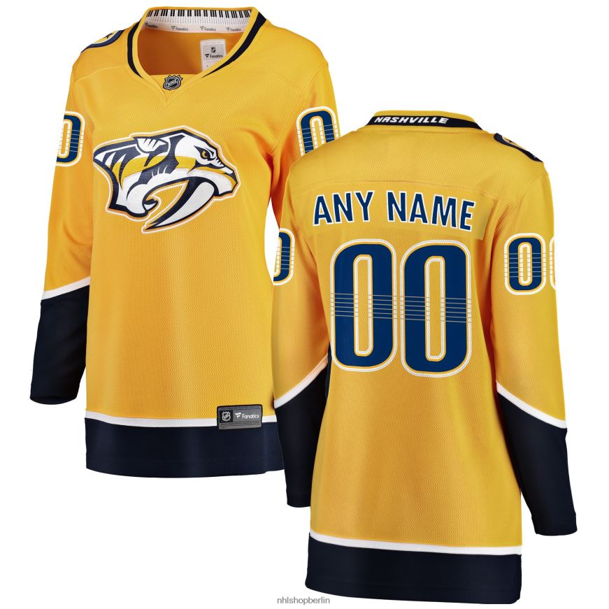 Frauen NHL Gelbes Heim-Breakaway-Trikot mit Fanatics-Logo der Nashville Predators nach Maß Kleidung BF680T596