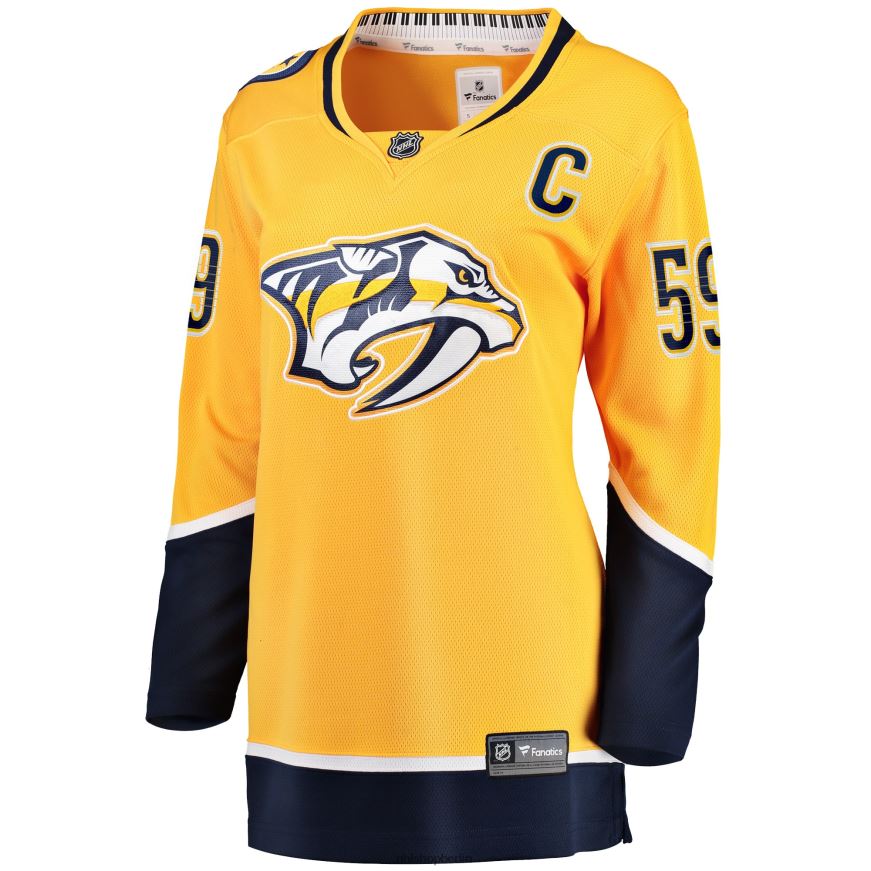 Frauen NHL Gold-Premier-Breakaway-Spieler-Trikot der Nashville Predators mit Roman Josi und Fanatics-Logo Kleidung BF680T420