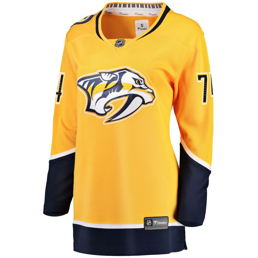 Frauen NHL Goldenes Breakaway-Spielertrikot der Nashville Predators Juuse Saros mit Fanatics-Logo Kleidung BF680T985