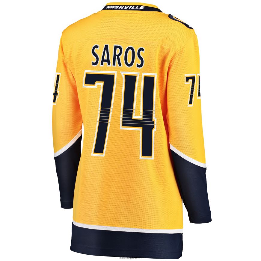 Frauen NHL Goldenes Breakaway-Spielertrikot der Nashville Predators Juuse Saros mit Fanatics-Logo Kleidung BF680T985