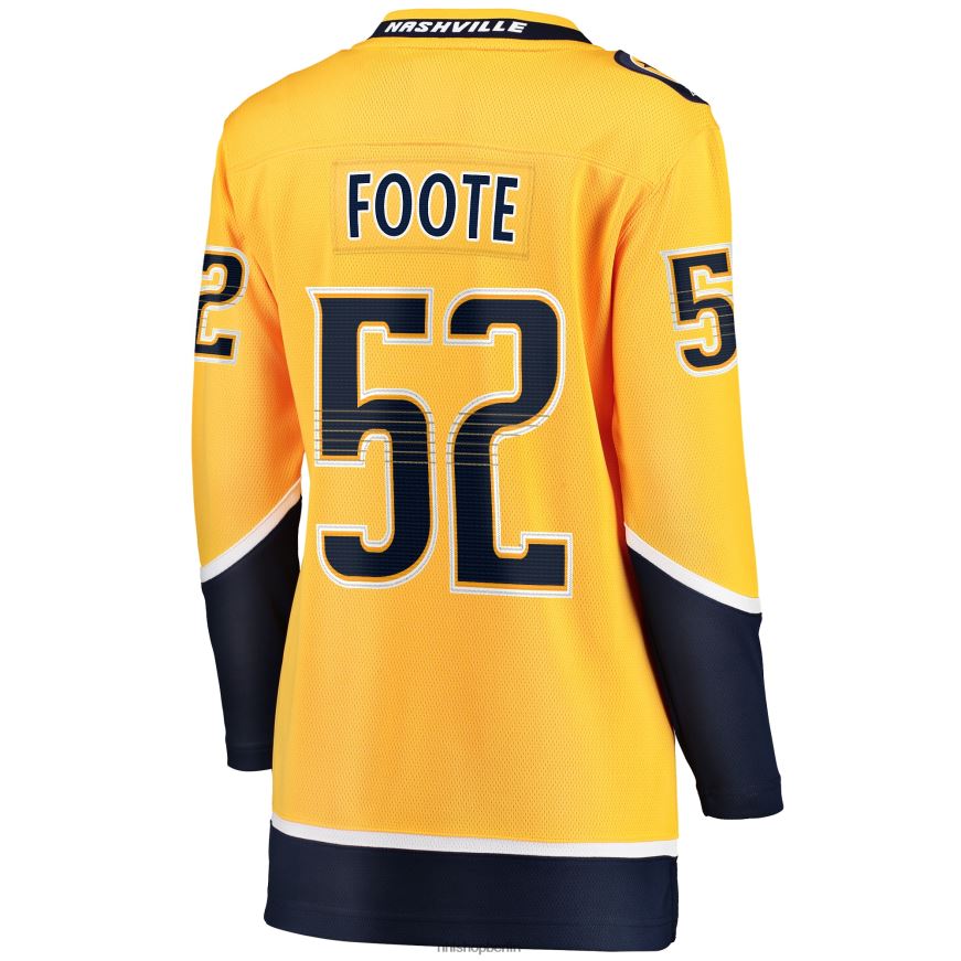 Frauen NHL Goldenes Heim-Breakaway-Trikot der Nashville Predators mit Cal Foote Fanatics-Logo Kleidung BF680T2012