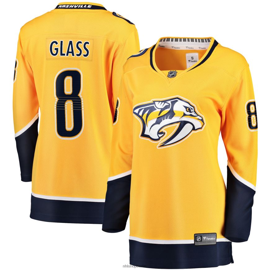 Frauen NHL Goldenes Home-Breakaway-Spielertrikot der Nashville Predators mit Fanatics-Logo der Cody Glass Kleidung BF680T1811