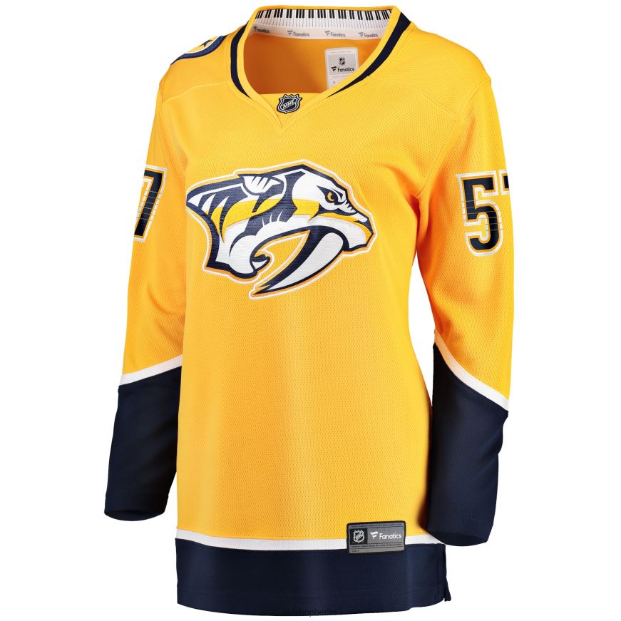 Frauen NHL Goldenes Home-Breakaway-Spielertrikot der Nashville Predators mit Fanatics-Logo von Dante Fabbro Kleidung BF680T1795