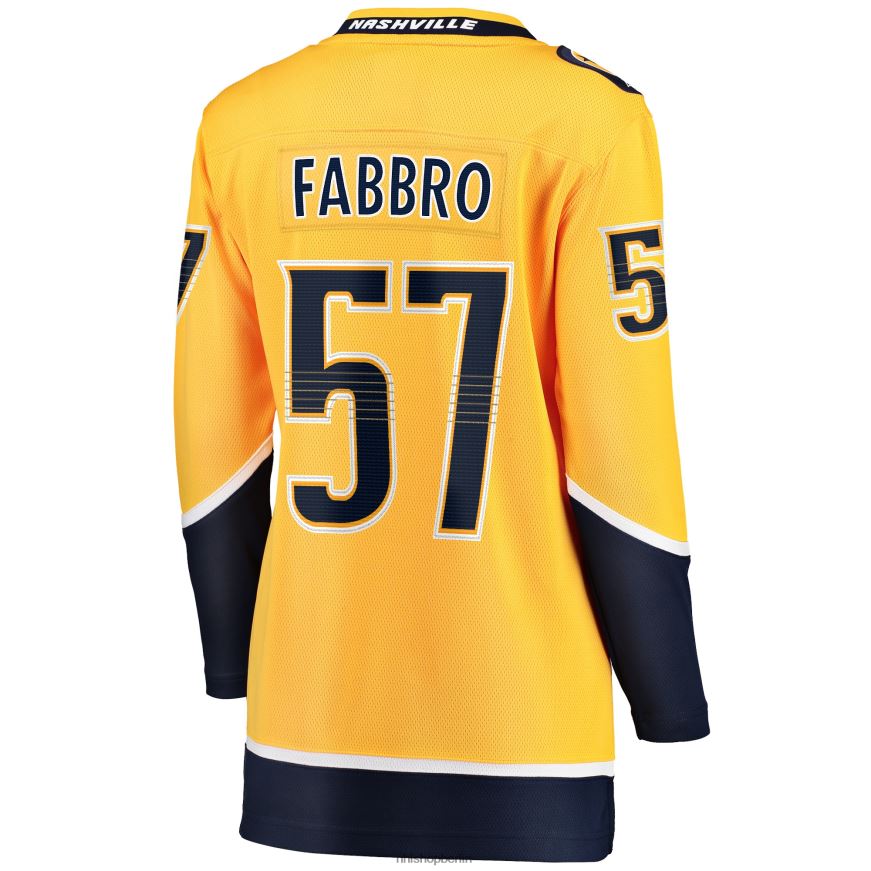 Frauen NHL Goldenes Home-Breakaway-Spielertrikot der Nashville Predators mit Fanatics-Logo von Dante Fabbro Kleidung BF680T1795