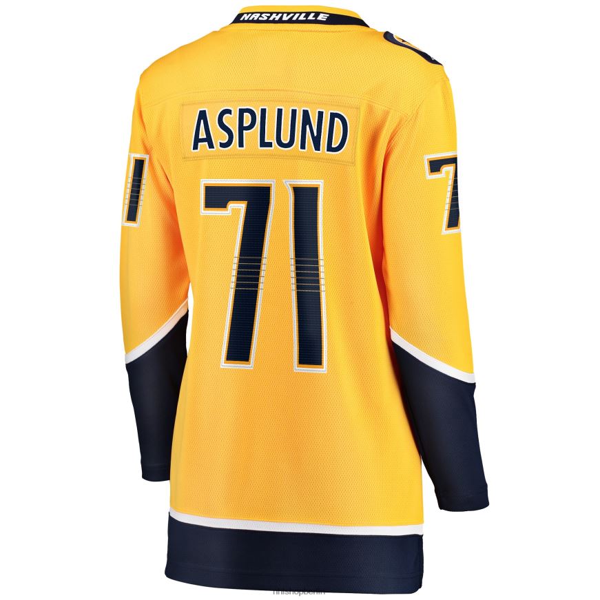 Frauen NHL Goldenes Home-Breakaway-Trikot der Nashville Predators mit Fanatics-Logo von Rasmus Asplund Kleidung BF680T1971