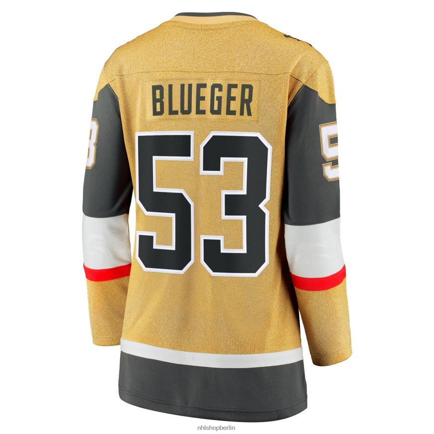 Frauen NHL Goldenes Home-Breakaway-Trikot der Vegas Golden Knights mit Teddy-Blueger-Fanatiker-Logo Kleidung BF680T1589