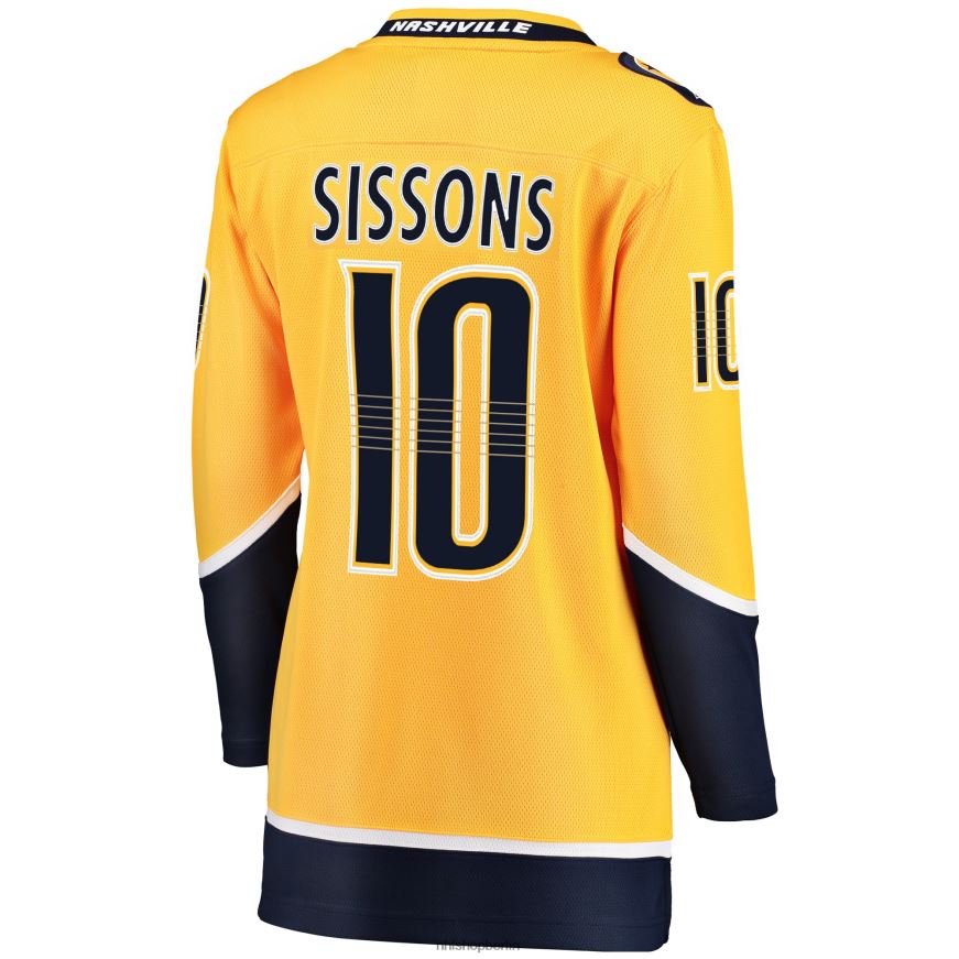 Frauen NHL Goldfarbenes Breakaway-Spielertrikot der Nashville Predators Colton Sissons Fanatics Kleidung BF680T1641