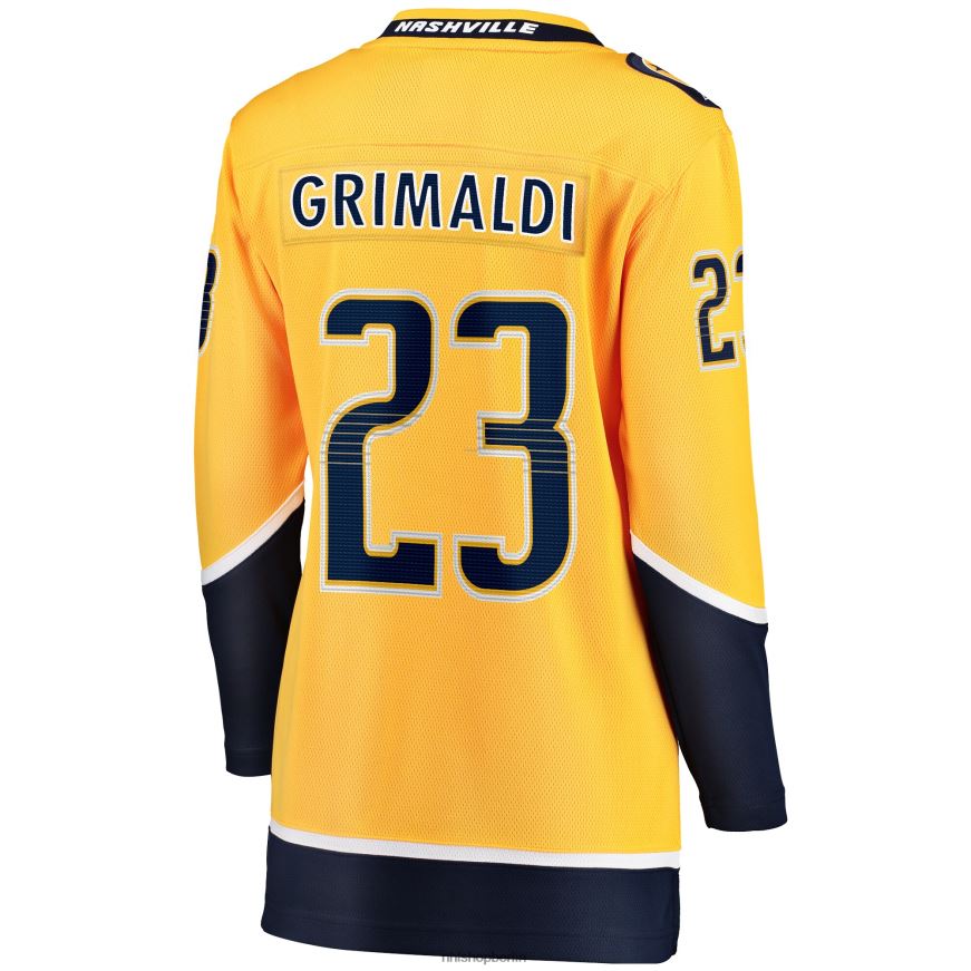 Frauen NHL Goldfarbenes Heim-Abtrünnigen-Spielertrikot der Nashville Predators von Rocco Grimaldi mit Fanatics-Logo Kleidung BF680T2137