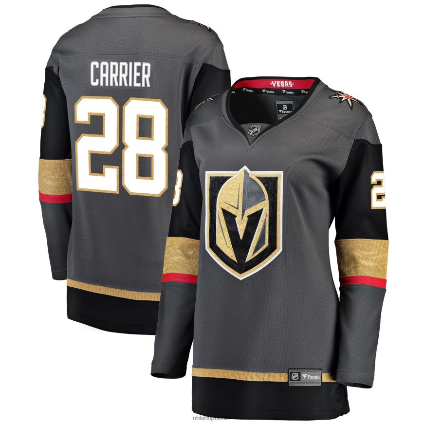 Frauen NHL Graues Alternative-Breakaway-Spielertrikot der Vegas Golden Knights mit Fanatics-Logo der William Carrier Kleidung BF680T1912