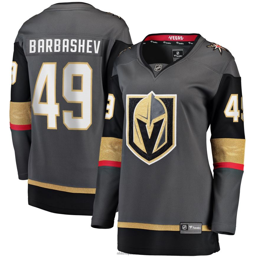 Frauen NHL Graues Breakaway-Heimtrikot der Vegas Golden Knights mit Fanatics-Logo von Ivan Barbashev Kleidung BF680T2402