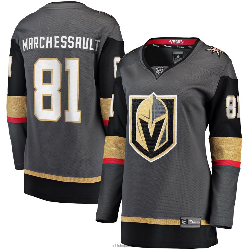 Frauen NHL Graues alternatives Breakaway-Spielertrikot der Vegas Golden Knights mit Jonathan Marchessault Fanatics-Logo Kleidung BF680T684