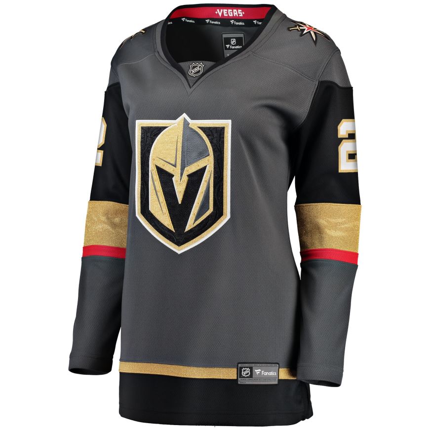 Frauen NHL Graues alternatives Breakaway-Trikot der Vegas Golden Knights mit Zach Whitecloud Fanatics-Logo Kleidung BF680T1667