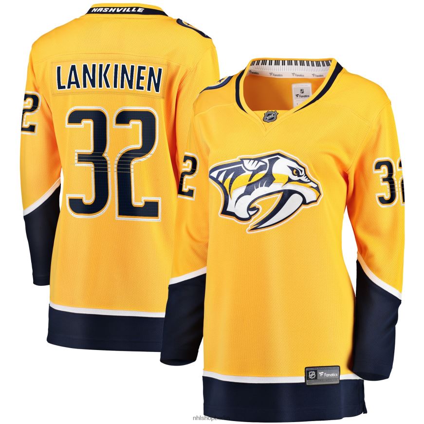 Frauen NHL Kevin Lankinens Fanatics-Heimtrikot der Nashville Predators in Gold Kleidung BF680T2140