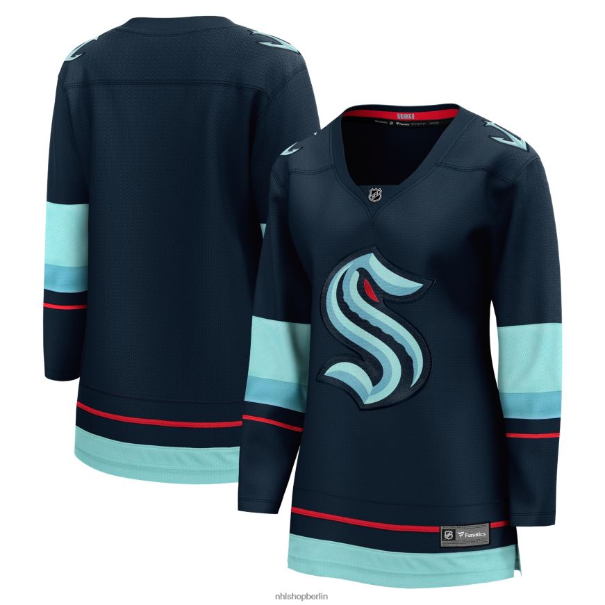 Frauen NHL Marineblaues Breakaway-Heimtrikot mit Fanatics-Logo von Seattle Kraken Kleidung BF680T358