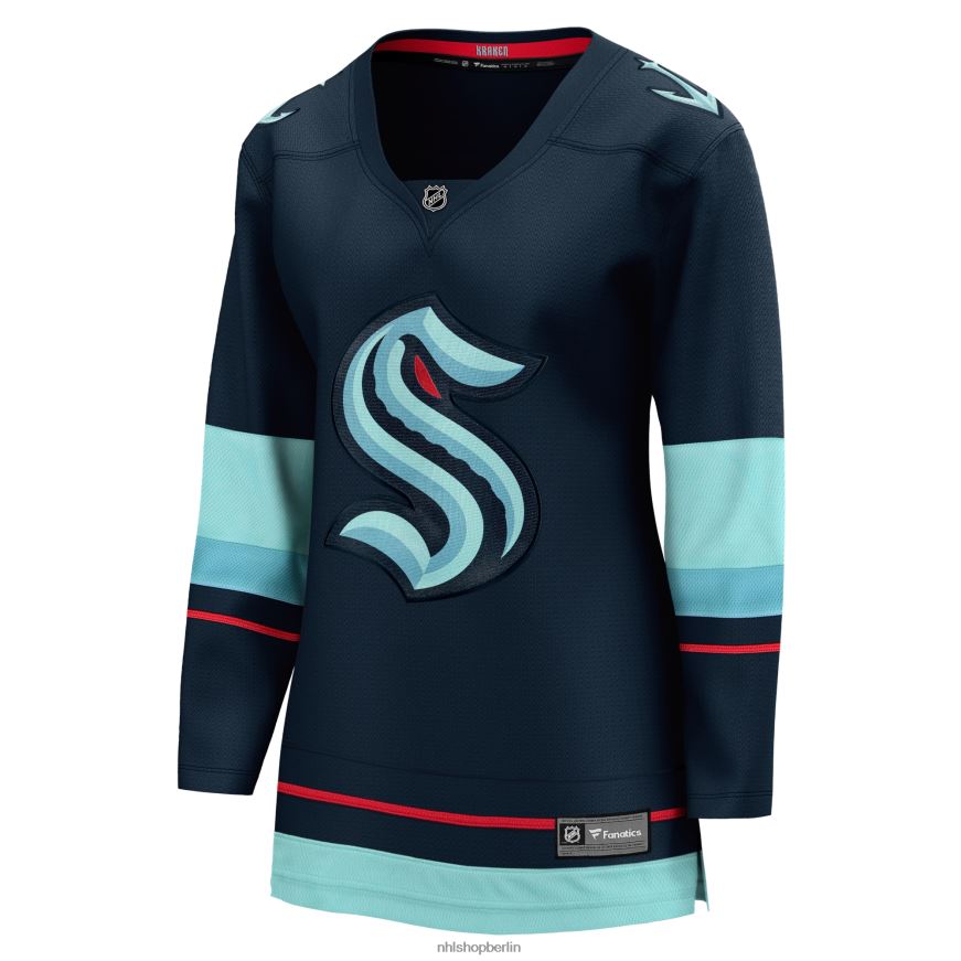 Frauen NHL Marineblaues Breakaway-Heimtrikot mit Fanatics-Logo von Seattle Kraken Kleidung BF680T358