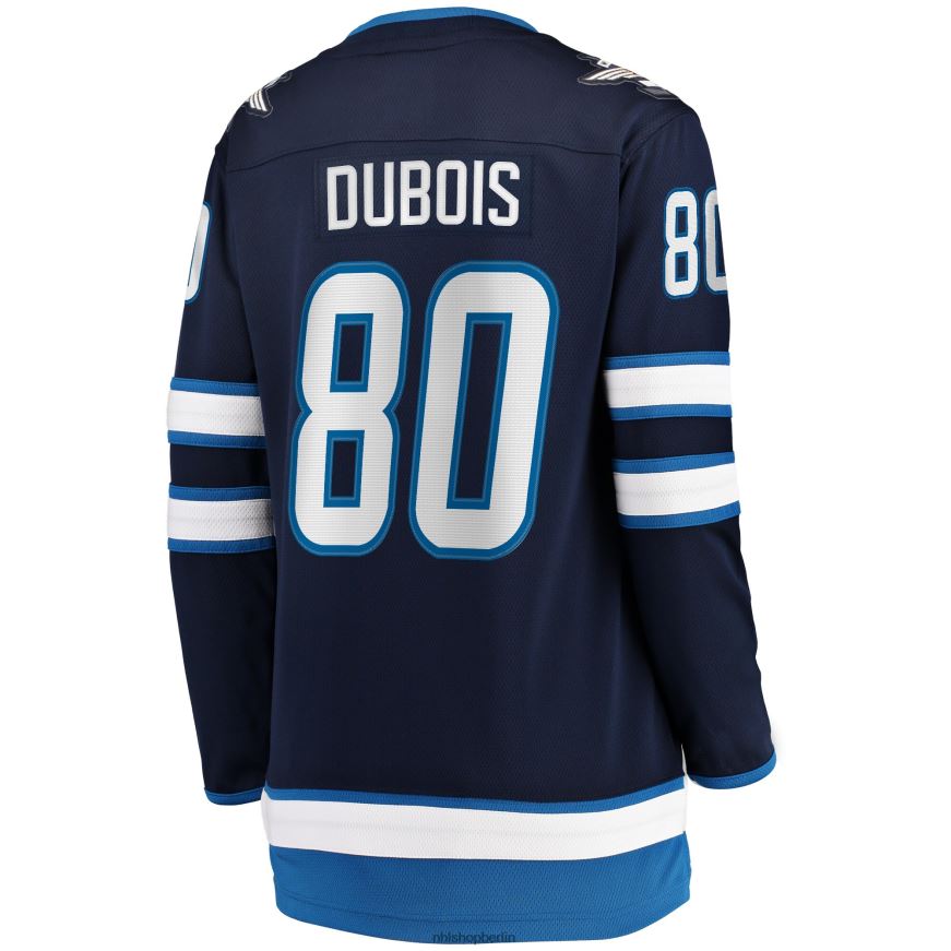 Frauen NHL Marineblaues Breakaway-Spielertrikot der Winnipeg Jets mit Pierre-Luc-Dubois-Fanatiker-Logo Kleidung BF680T1556