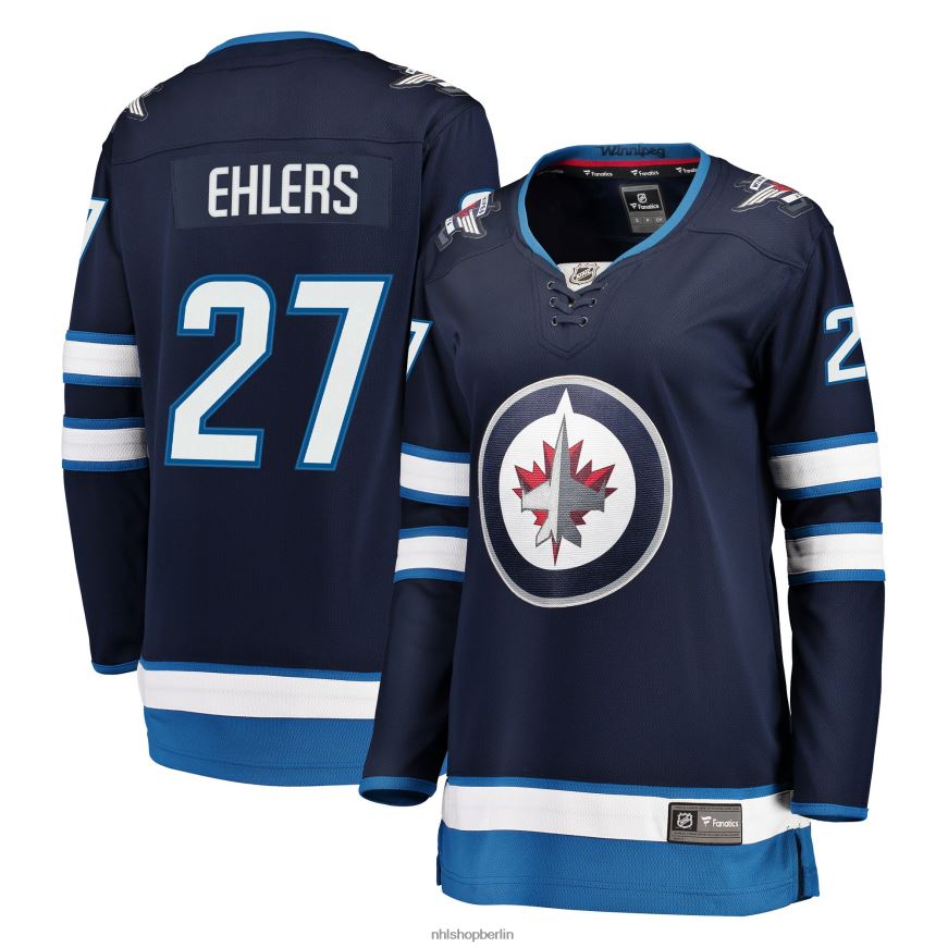 Frauen NHL Marineblaues Breakaway-Trikot der Winnipeg Jets Nikolaj Ehlers mit Fanatics-Logo Kleidung BF680T1774