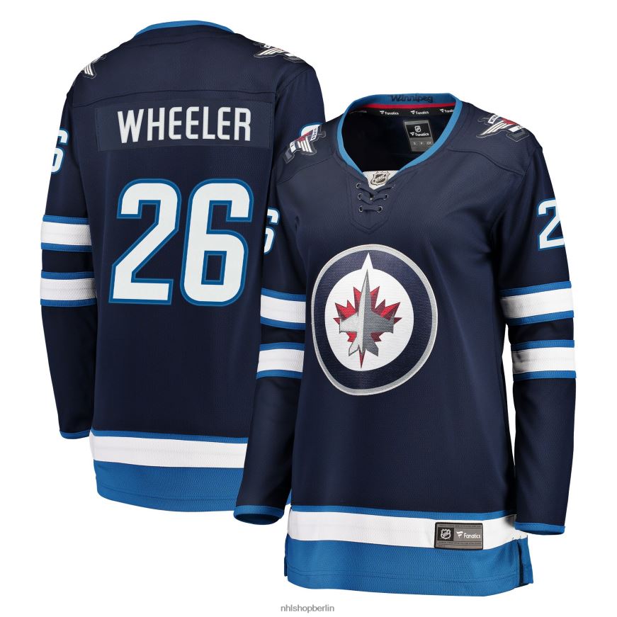 Frauen NHL Marineblaues Breakaway-Trikot der Winnipeg Jets mit Blake Wheeler Fanatics-Logo Kleidung BF680T2064