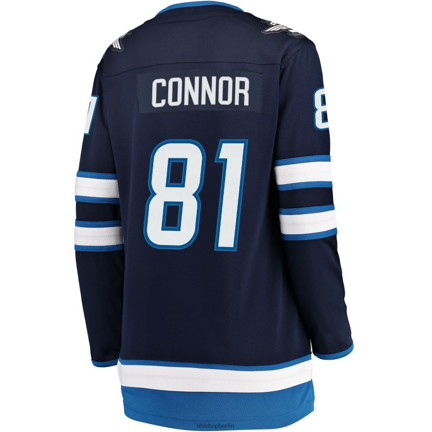 Frauen NHL Marineblaues Breakaway-Trikot der Winnipeg Jets mit Kyle Connor Fanatics-Logo Kleidung BF680T2062