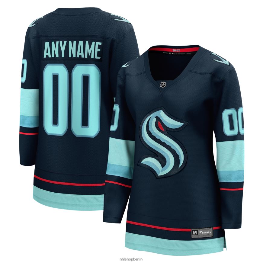 Frauen NHL Marineblaues Home-Breakaway-Trikot mit Fanatiker-Logo von Seattle Kraken Kleidung BF680T163