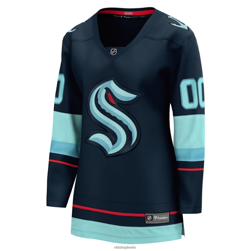 Frauen NHL Marineblaues Home-Breakaway-Trikot mit Fanatiker-Logo von Seattle Kraken Kleidung BF680T163