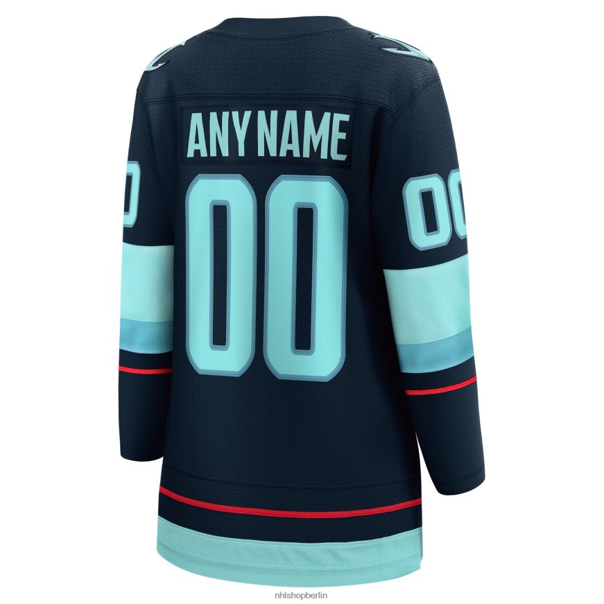 Frauen NHL Marineblaues Home-Breakaway-Trikot mit Fanatiker-Logo von Seattle Kraken Kleidung BF680T163