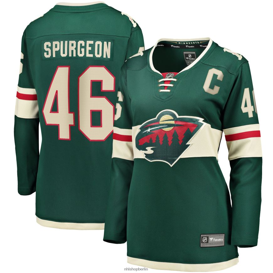 Frauen NHL Minnesota Wild Jared Spurgeon grünes Home-Breakaway-Spielertrikot Kleidung BF680T1236