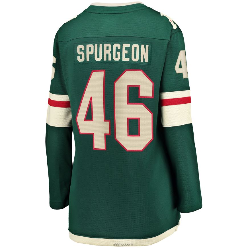 Frauen NHL Minnesota Wild Jared Spurgeon grünes Home-Breakaway-Spielertrikot Kleidung BF680T1236