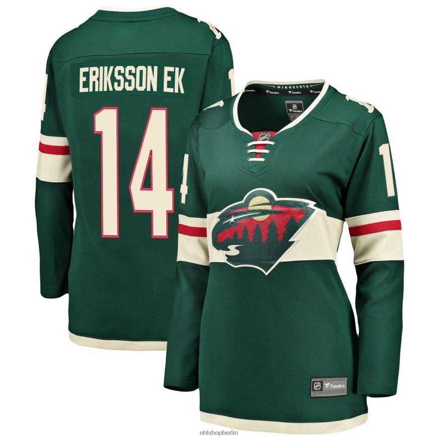 Frauen NHL Minnesota Wild Joel Eriksson Ek Fanatics gebrandetes grünes Breakaway-Spielertrikot Kleidung BF680T990