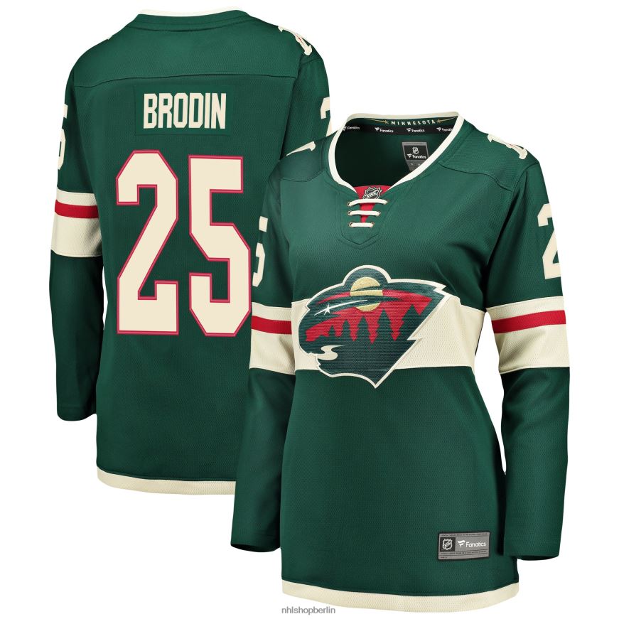 Frauen NHL Minnesota Wild Jonas Brodin Fanatics-gebrandetes grünes Breakaway-Spielertrikot Kleidung BF680T2052