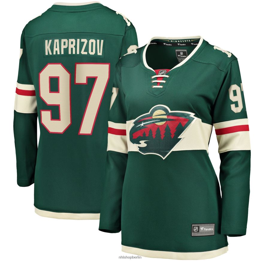 Frauen NHL Minnesota Wild Kirill Kaprizov Fanatics-gebrandetes grünes Heim-Breakaway-Replika-Trikot Kleidung BF680T612