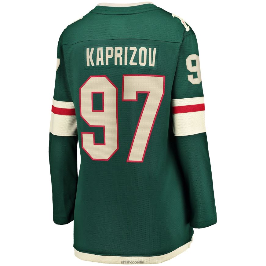 Frauen NHL Minnesota Wild Kirill Kaprizov Fanatics-gebrandetes grünes Heim-Breakaway-Replika-Trikot Kleidung BF680T612