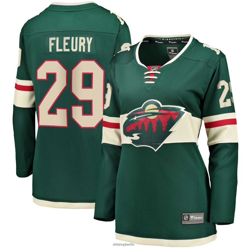 Frauen NHL Minnesota Wild Marc-Andre Fleury Fanatics-gebrandetes grünes Home-Premier-Breakaway-Spielertrikot Kleidung BF680T536