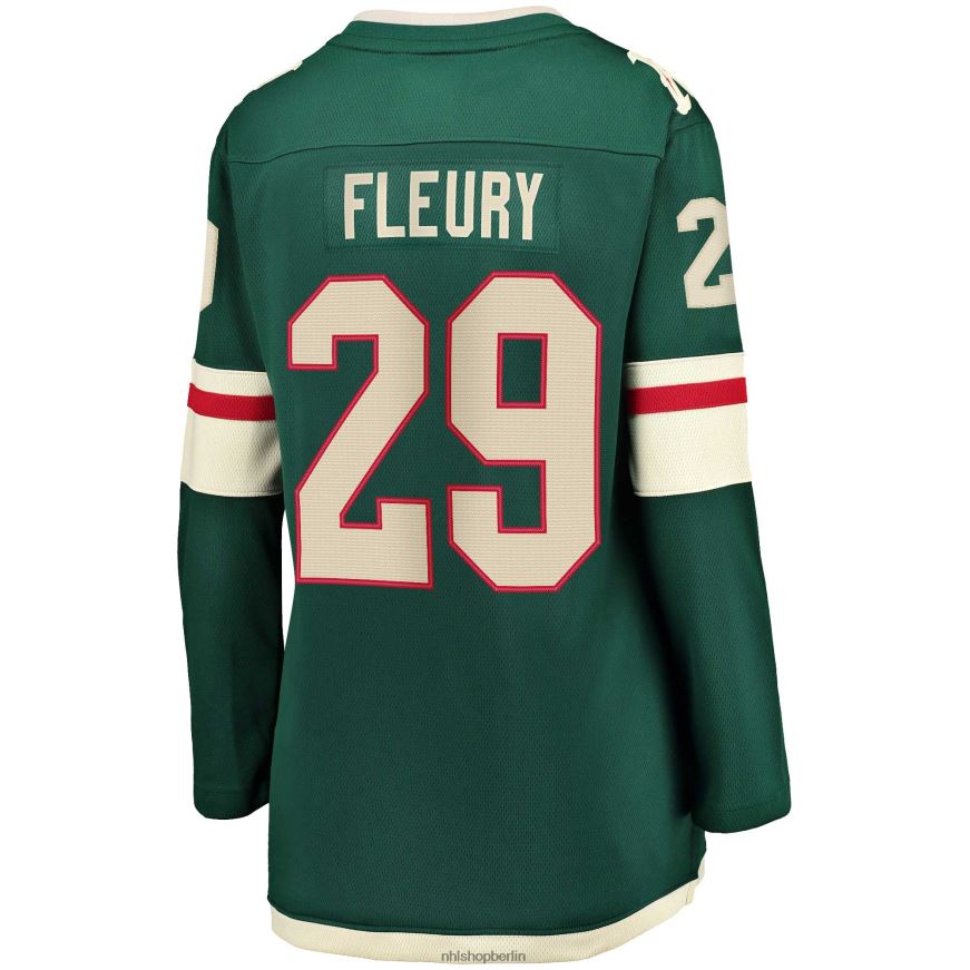 Frauen NHL Minnesota Wild Marc-Andre Fleury Fanatics-gebrandetes grünes Home-Premier-Breakaway-Spielertrikot Kleidung BF680T536