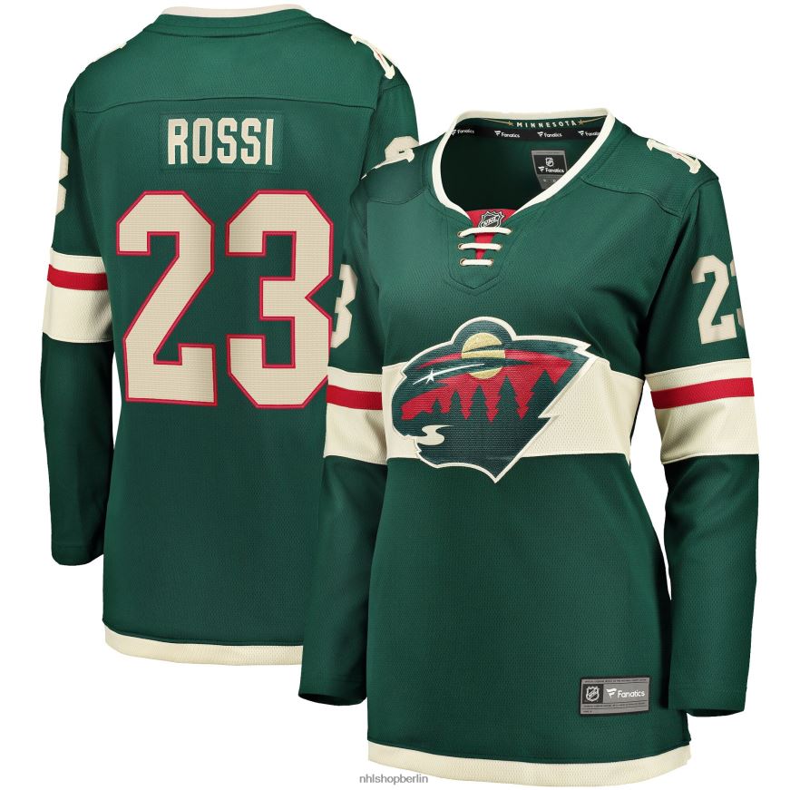 Frauen NHL Minnesota Wild Marco Rossi Fanatics-gebrandetes grünes Home-Breakaway-Spielertrikot Kleidung BF680T1399