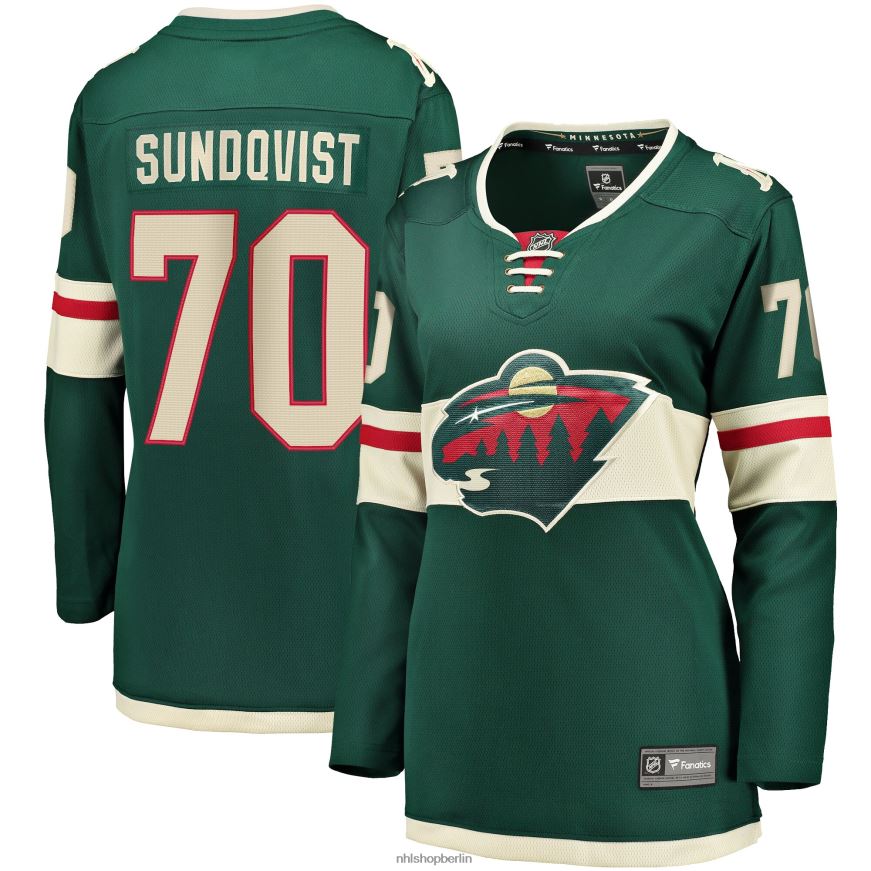 Frauen NHL Minnesota Wild Oskar Sundqvist Fanatics-gebrandetes grünes Breakaway-Heimtrikot Kleidung BF680T2066