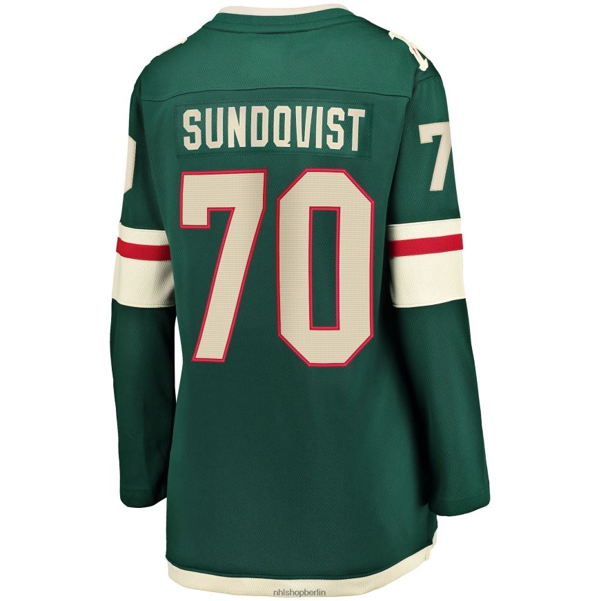 Frauen NHL Minnesota Wild Oskar Sundqvist Fanatics-gebrandetes grünes Breakaway-Heimtrikot Kleidung BF680T2066