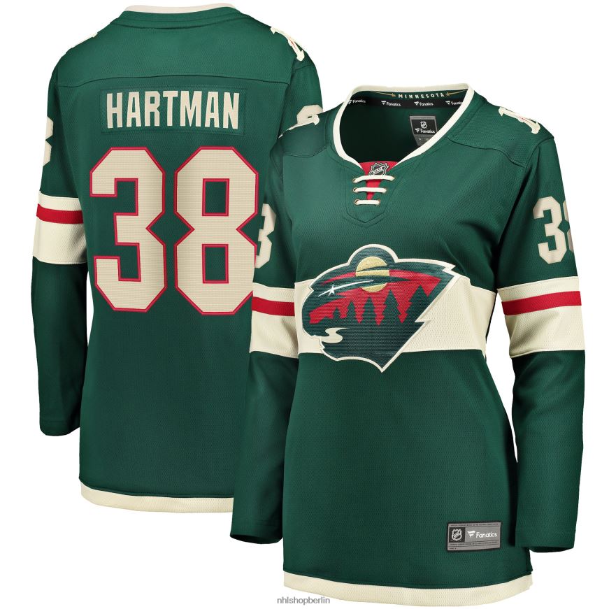 Frauen NHL Minnesota Wild Ryan Hartman Fanatics-gebrandetes grünes Home-Breakaway-Spielertrikot Kleidung BF680T1012