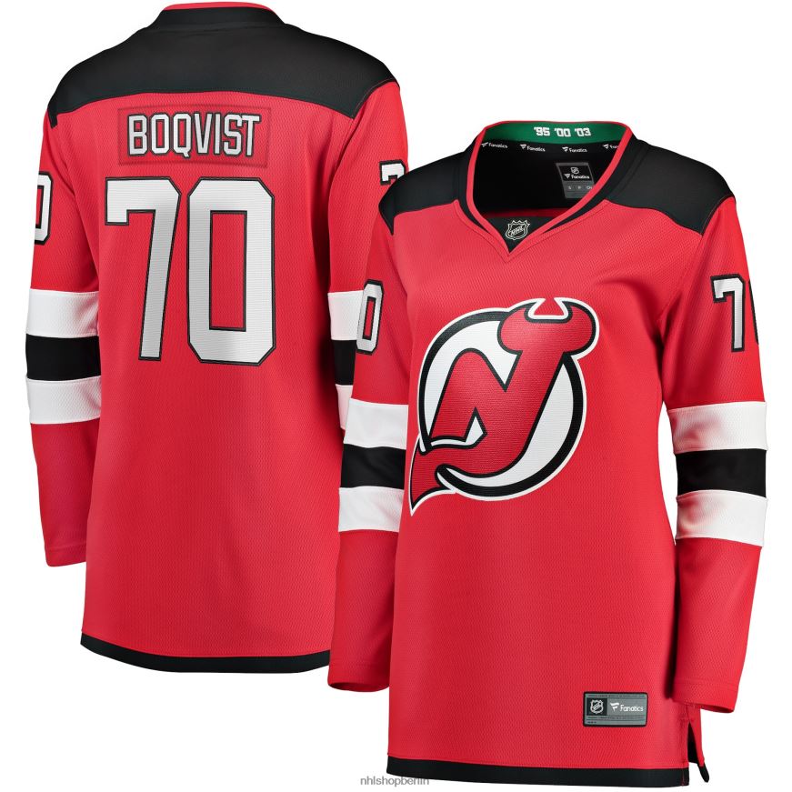 Frauen NHL New Jersey Devils Jesper Boqvist Fanatics gebrandetes rotes Home-Breakaway-Spielertrikot Kleidung BF680T2401