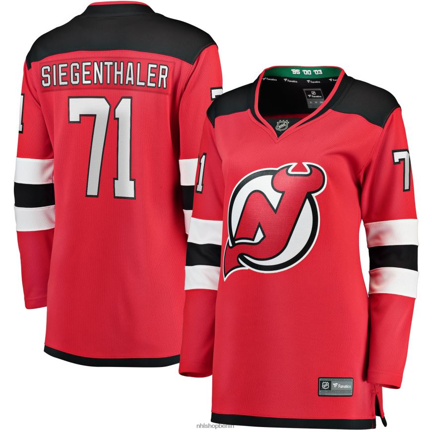 Frauen NHL New Jersey Devils Jonas Siegenthaler Fanatics-gebrandetes rotes Home-Breakaway-Spielertrikot Kleidung BF680T2422