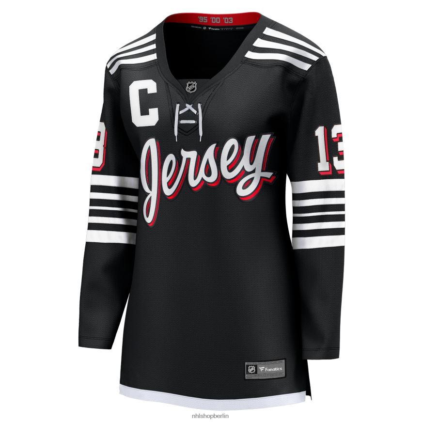 Frauen NHL New Jersey Devils Nico Hischier Fanatics gebrandetes schwarzes Alternative-Premier-Breakaway-Spielertrikot Kleidung BF680T191