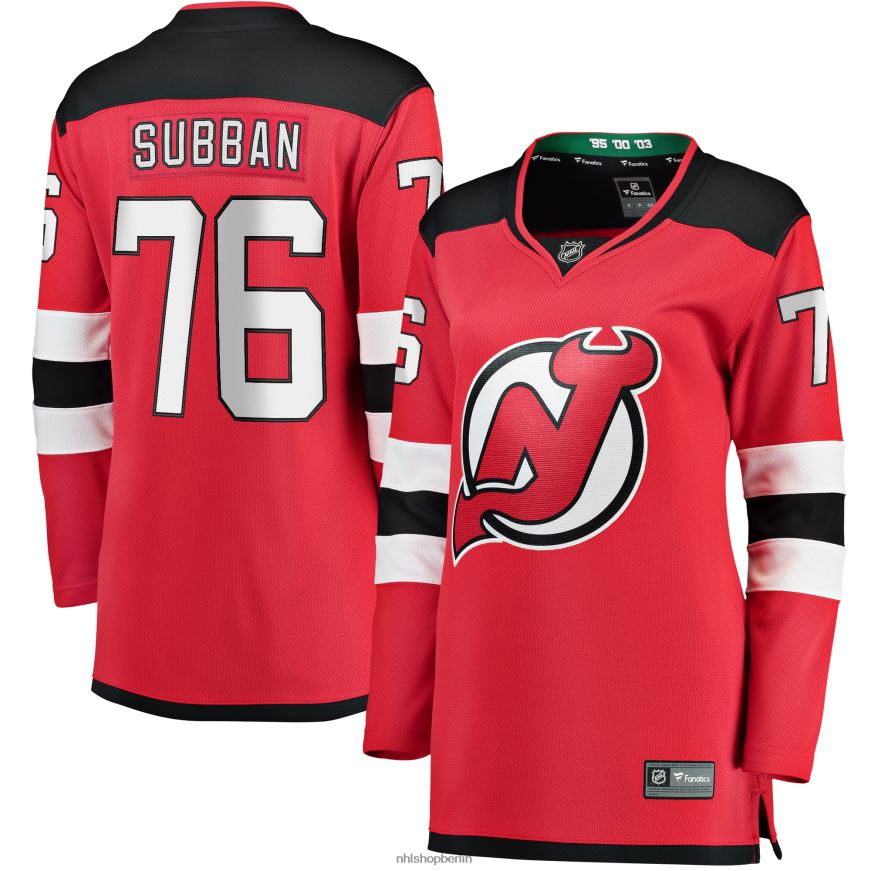 Frauen NHL New Jersey Devils pk Rotes Premier-Breakaway-Spielertrikot mit Subban-Fanatiker-Logo Kleidung BF680T2041